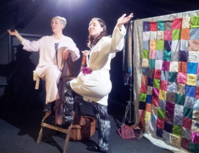 Imogen Joyce as Quilter and Anna Sanderson as The Ghost