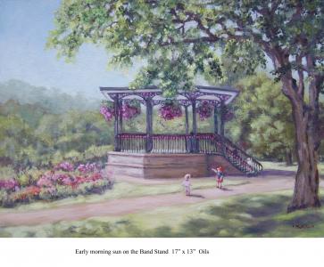 Early morning sun on the bandstand. by Kathy MacMillan