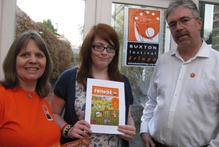 Stephanie Billen, Helen McIvor with her winning design, and Eric Tilley